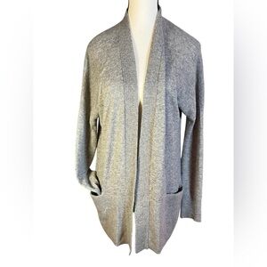 Vince Women’s 100% Cashmere Open Front Cardigan Grey Size Small Pockets Cozy
